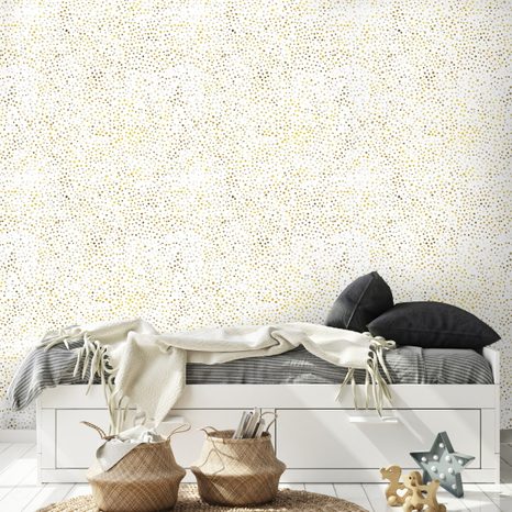 SELBSTKLEBENDE TAPETE GOLDENE PUNKTE AUF WEISSEM HINTERGRUND - GEMUSTERTE TAPETEN - TAPETEN