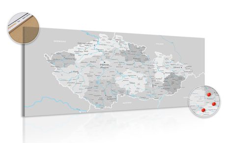 OBRAZ NA KORKU ŠEDÁ MAPA ČESKA S KONTRASTOM - SLIKE NA PLUTU - 🔥 TOTALNA RASPRODAJA 🔥