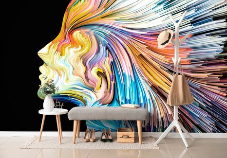 TAPETA BAREVNÝ PROFIL ŽENSKÉHO OBLIČEJE - ABSTRAKTNÍ TAPETY - TAPETY