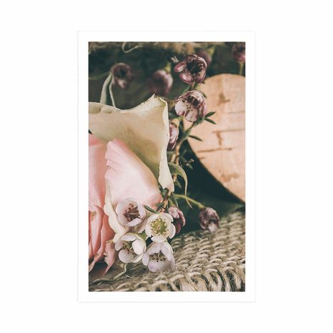 POSTER – ROSA E CUORICINO IN JUTA - VINTAGE E RETRÒ - POSTER