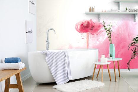 PAPIER PEINT – FLEUR ROSE EN DESIGN INTÉRESSANT - PAPIERS PEINTS ABSTRAITS - PAPIERS PEINTS PANORAMIQUES