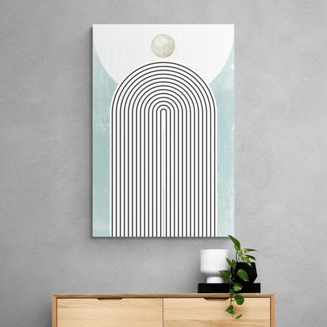 WANDBILD MODERNER BLAUER REGENBOGEN MID-CENTURY - ABSTRAKTE BILDER - BILDER