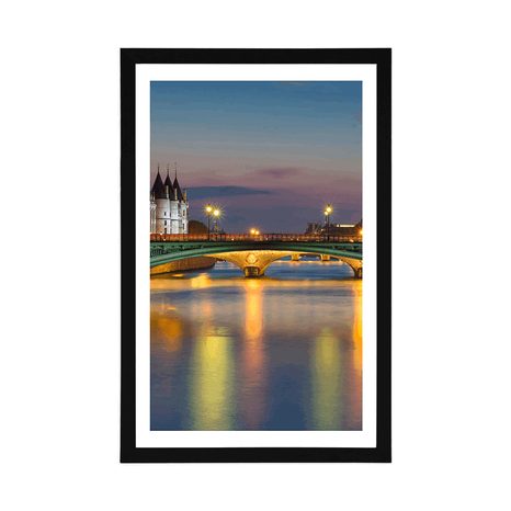 PLAKÁT S PASPARTOU NOČNÍ PAŘÍŽ - MĚSTA - PLAKÁTY