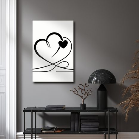 WANDBILD MINIMALISTISCHE SCHWARZE HERZEN - BILDER MIT LIEBESMOTIVEN - BILDER