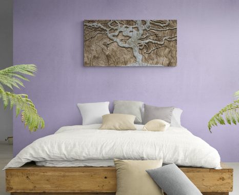 OBRAZ ABSTRAKTNÍ STROM NA DŘEVĚ V BÉŽOVÉM PROVEDENÍ - OBRAZY STROMY ŽIVOTA - OBRAZY