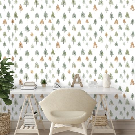 SAMOLJEPLJIVA TAPETA PASTELNA ŠUMSKA STABLA - TAPETE S UZORKOM - TAPETE
