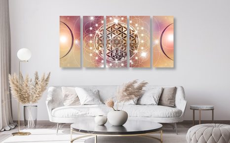 5-DÍLNÝ OBRAZ OKOUZLUJÍCÍ MANDALA - OBRAZY FENG SHUI - OBRAZY