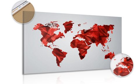 PICTURE ON CORK WORLD MAP IN VECTOR GRAPHIC DESIGN IN RED
