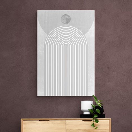 OBRAZ MODERNÍ ŠEDÁ DUHA MID-CENTURY - ABSTRAKTNÍ OBRAZY - OBRAZY