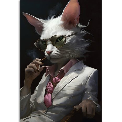 QUADRO SU TELA – GANGSTER ANIMALE GATTO - QUADRI DI GANGSTER ANIMALI - STAMPE E QUADRI