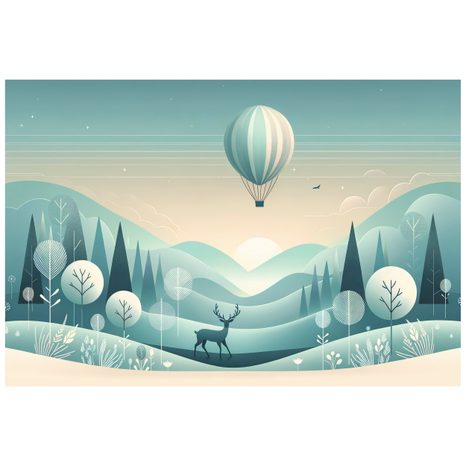 SAMOLEPÍCÍ TAPETA SNOVÁ KRAJINA S BALÓNEM - TAPETY PŘÍRODA - TAPETY