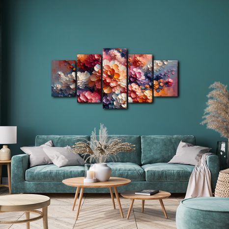 5-DÍLNÝ OBRAZ KVĚTINOVÁ ZÁPLAVA BAREV - ΠΊΝΑΚΕΣ ΑΠΌ ΛΟΥΛΟΎΔΙΑ - ΠΊΝΑΚΕΣ