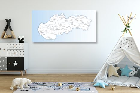 QUADRO SU TELA – MAPPA DELLA SLOVACCHIA - QUADRI MAPPE - STAMPE E QUADRI