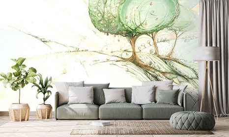 SAMOLEPÍCÍ TAPETA STROMY NA PASTELOVÉM POLI - SAMOLEPÍCÍ TAPETY - TAPETY