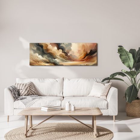WANDBILD GOLDENER HIMMEL UND WINDIGE LANDSCHAFT - WANDBILDER ABSTRAKTE FORMEN - BILDER