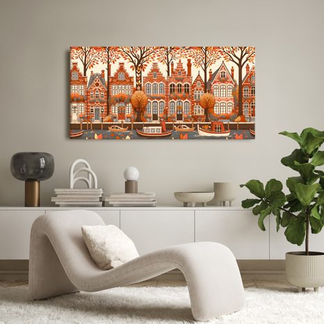 OBRAZ KANÁL VE MĚSTĚ BĚHEM ZLATÉHO PODZIMU - PICTURES OF CITIES - PICTURES