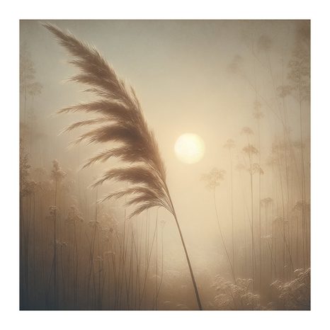 WANDBILD PAMPASGRAS IM SONNENLICHT - BILDER VON SONNENAUFGANG UND SONNENUNTERGANG - BILDER