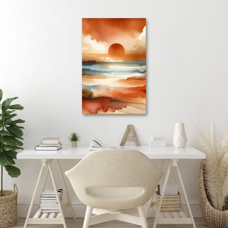 WANDBILD ROTER HIMMEL ÜBER DEM MEER - BILDER VON SONNENAUFGANG UND SONNENUNTERGANG - BILDER