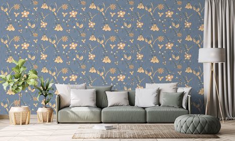 SELBSTKLEBENDE TAPETE WIESENBLUMEN IN BLAU - SELBSTKLEBENDE TAPETEN - TAPETEN