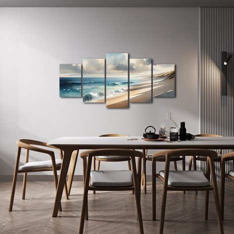 5-DÍLNÝ OBRAZ JEMNÉ VLNY U BŘEHU - OBRAZY MOŘE A PLÁŽ - OBRAZY