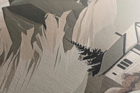 OBRAZ SKANDINÁVSKÁ CHATA V HORÁCH - OBRAZY HORY - OBRAZY