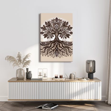 WANDBILD DEKORATIVER BAUM DES LEBENS AUF BEIGE - BILDER BÄUME DES LEBENS - BILDER