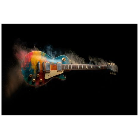 FOTOTAPETE BUNTE E-GITARRE IM RAUCH - MUSIK FOTOTAPETEN - TAPETEN