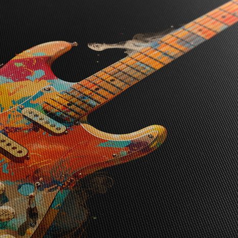 WANDBILD GITARRE IM BUNTEN WIRBEL - MUSIKBILDER - BILDER