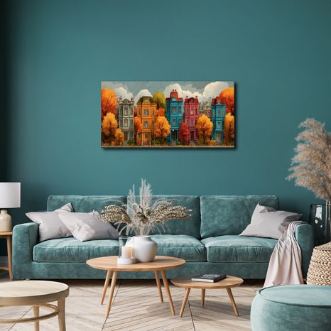 OBRAZ HISTORICKÉ DOMY V PODZIMU - BAREVNÉ DOMY - OBRAZY