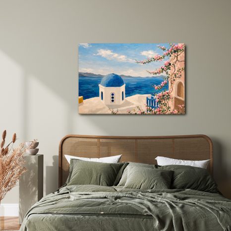 TABLEAU SUR TOILE – CHAPELLE GRECQUE AU-DESSUS DE LA MER - TABLEAUX DE LA VILLE - TABLEAUX