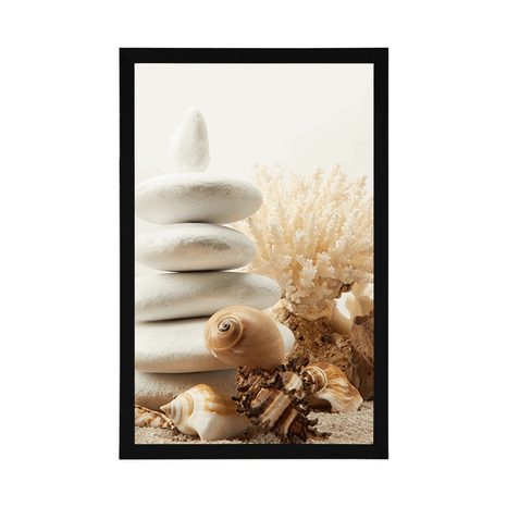 POSTER ZEN STONES WITH SEASHELLS - FENG SHUI - POSTERS
