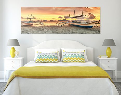 OBRAZ LOĎKY PŘI ZÁPADU SLUNCE - OBRAZY PŘÍRODY A KRAJINY - OBRAZY