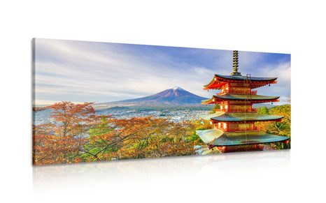 CANVAS PRINT VIEW OF CHUREITO PAGODA AND MOUNT FUJI - PICTURES OF NATURE AND LANDSCAPE - PICTURES