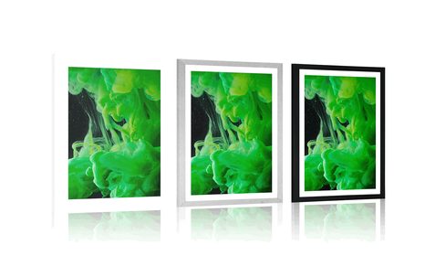 PLAKAT S PASPARTUOM ZELENE TEKUĆE BOJE - APSTRAKTNI I S UZORKOM - PLAKATI