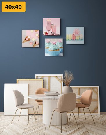 SET OBRAZOV SLADKÁ POCHÚŤKA S NÁPOJOM - ZOSTAVY OBRAZOV - OBRAZY