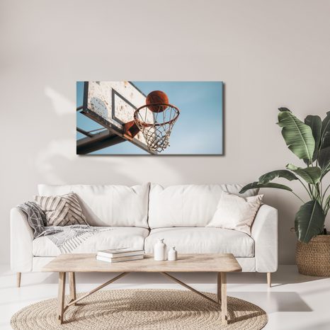 OBRAZ MÍČ V BASKETBALOVÉM KOŠI - OBRAZY MĚSTA - OBRAZY