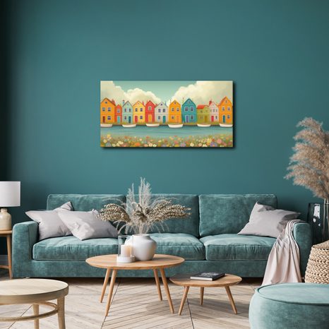 OBRAZ VESELÁ MALEBNÁ ULIČKA - BAREVNÉ DOMY - PICTURES