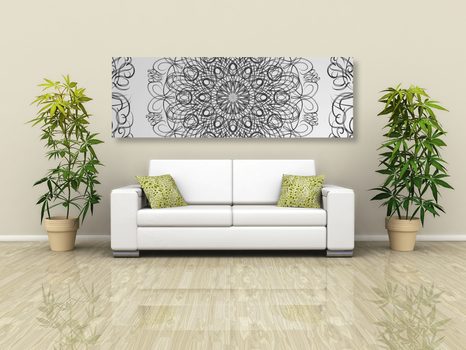 OBRAZ ABSTRAKTNÍ KVĚTINOVÁ MANDALA V ČERNOBÍLÉM PROVEDENÍ - OBRAZY FENG SHUI - OBRAZY