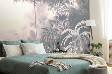 CARTA DA PARATI – ALBERI TROPICALI CON TOCCO VINTAGE - CARTA DA PARATI ALBERI - CARTA DA PARATI