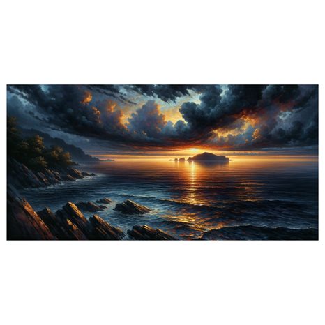 OBRAZ BOUŘKOVÉ MRAKY NAD OCEÁNEM - OBRAZY VÝCHOD A ZÁPAD SLUNCE - OBRAZY