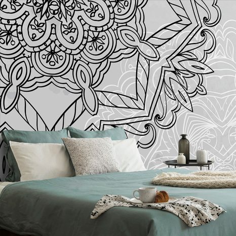 WALLPAPER MANDALA IN BLACK AND WHITE - BLACK AND WHITE WALLPAPERS - WALLPAPERS