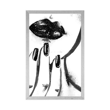 POSTER AQUARELL-PORTRÄT EINER FRAU IN SCHWARZ-WEISS - SCHWARZ-WEISS - POSTER