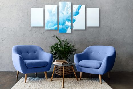 TABLOU 5-PIESE CERNEALĂ ALBASTRĂ ÎN APĂ - TABLOURI ABSTRACTE - TABLOURI