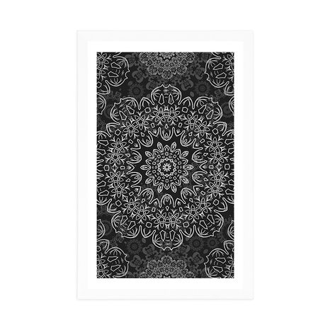 AFFICHE – MANDALA AVEC MOTIF ABSTRAIT EN NOIR ET BLANC - NOIR ET BLANC - AFFICHES