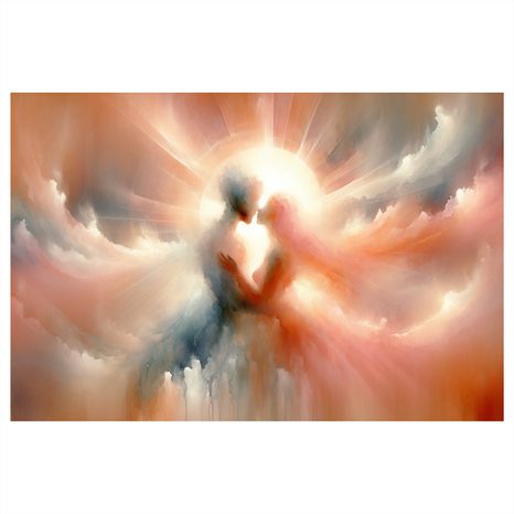 WANDBILD KUSS IM LICHT DES HIMMELS - BILDER MIT LIEBESMOTIVEN - BILDER