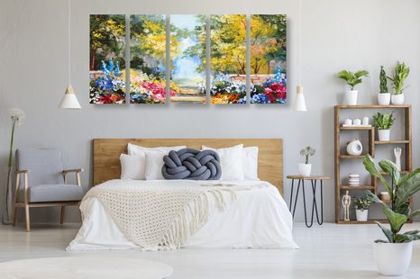 5-RÉSZES KÉP TÁJ OLAJFESTMÉNY - TERMÉSZET- ÉS TÁJKÉPEK - KÉPEK