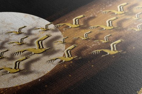 OBRAZ LOT PTAKÓW PODCZAS PEŁNI KSIĘŻYCA - OBRAZY ABSTRAKCYJNE - OBRAZY