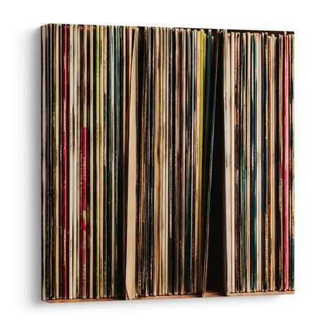 WANDBILD BUNTE ALBUMRÜCKEN - MUSIKBILDER - BILDER