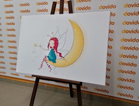 WANDBILD ZAUBERFEE AUF DEM MOND - BILDER FÜR KINDER - BILDER