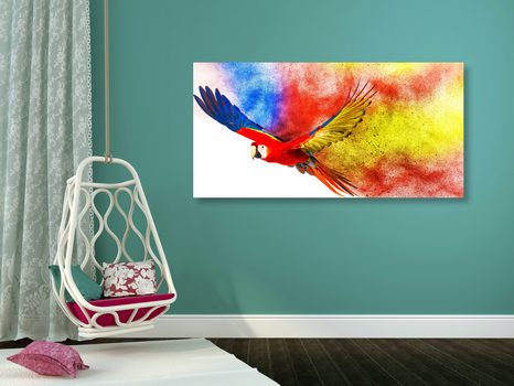 КАРТИНА НА ПЛАТНО – ПОЛЕТ НА ПАПАГАЛ - КАРТИНИ НА ЖИВОТНИ - КАРТИНИ